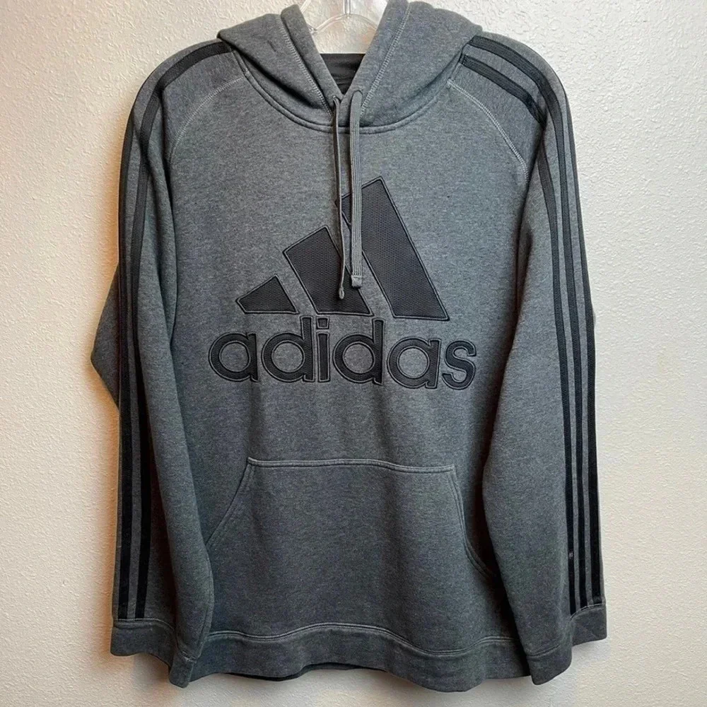 ADIDAS‎ grey and black hoodie Size: medium